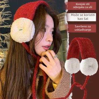 Korejski retro pletene ušne zaštitne maskice za odrasle, unisex, pliš, zimska upotreba
