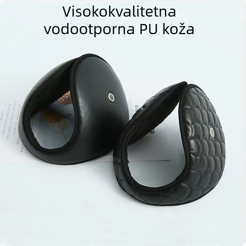Kožne zaštitne uši za muškarce – stražnje nošenje, zimska toplina, jednobojni uzorak, za vožnju biciklom