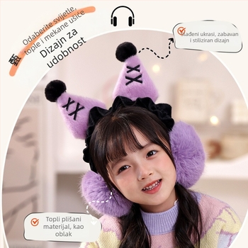 Dječje earmuffs za zimu, unisex, obloženi flisom, slatki karikaturni dizajn
