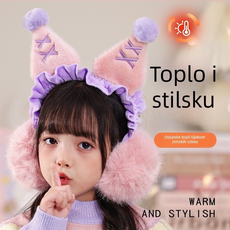 Dječje earmuffs za zimu, unisex, obloženi flisom, slatki karikaturni dizajn