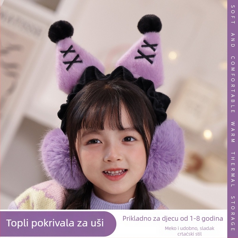 Dječje earmuffs za zimu, unisex, obloženi flisom, slatki karikaturni dizajn