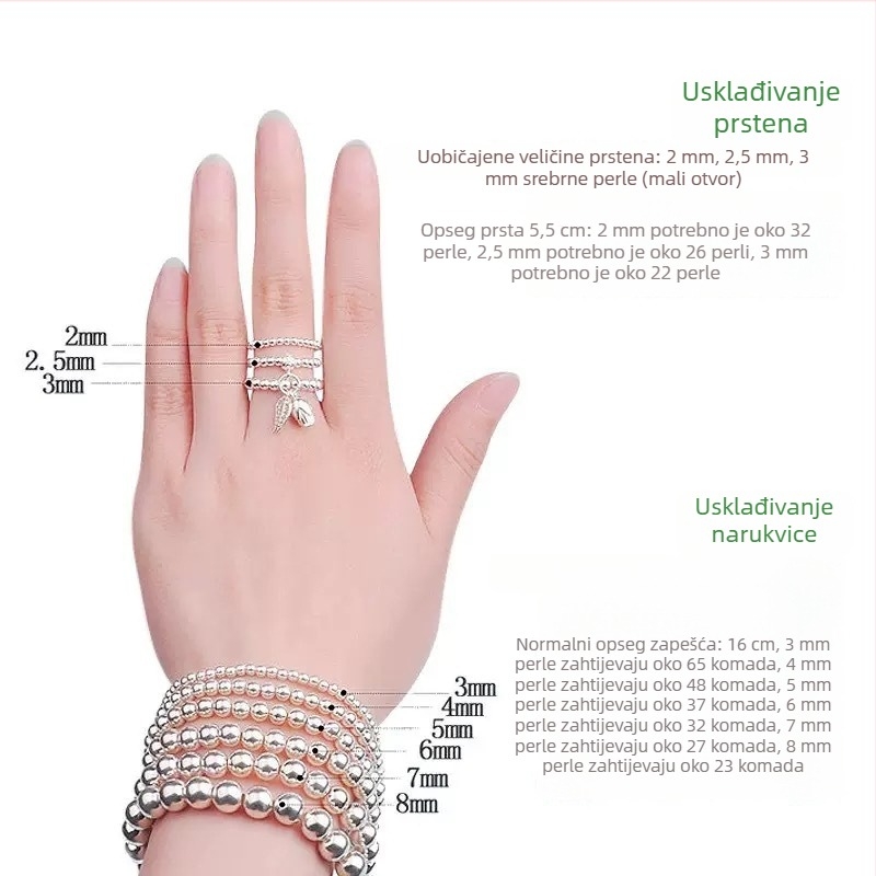 S925 srebrne razdjelne perle – okrugle s otvorom, 2 mm, za DIY nakit, pozicionirajuće i zatvarajuće perle