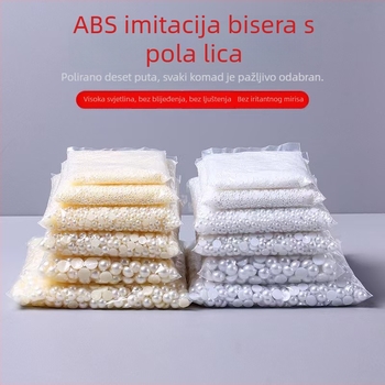 Plošne okrugle perle za nokte, ABS imitacija bisera, slobodne perle za DIY manikuru, sjajne biserne ukrase