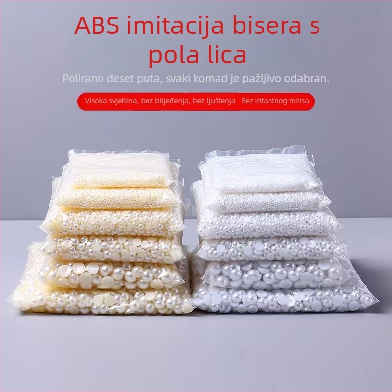 Plošne okrugle perle za nokte, ABS imitacija bisera, slobodne perle za DIY manikuru, sjajne biserne ukrase