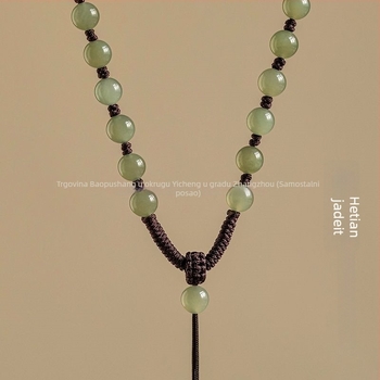 Ogrlica od Hetijanskog jada s privjeskom od 18k zlata, ručna izrada, Unisex, geometrijski dizajn, duljina do 30 cm