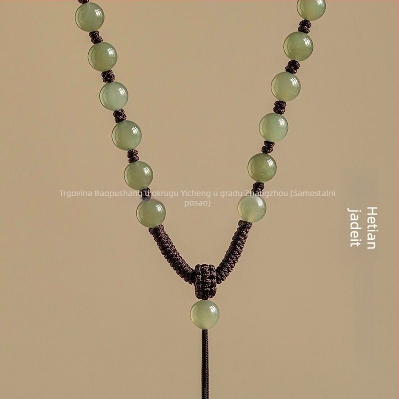 Ogrlica od Hetijanskog jada s privjeskom od 18k zlata, ručna izrada, Unisex, geometrijski dizajn, duljina do 30 cm