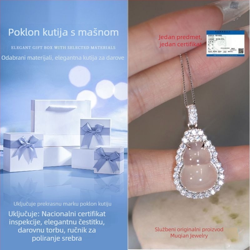 Ogrlica od 999 srebra, ručno izrađena, geometrijski oblik, privjesak od 18K zlata, box lanac