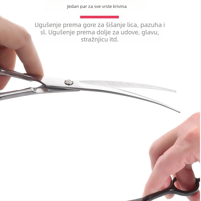 Zakrivljene škare za njegu pasa – set za šišanje i oblikovanje dlake