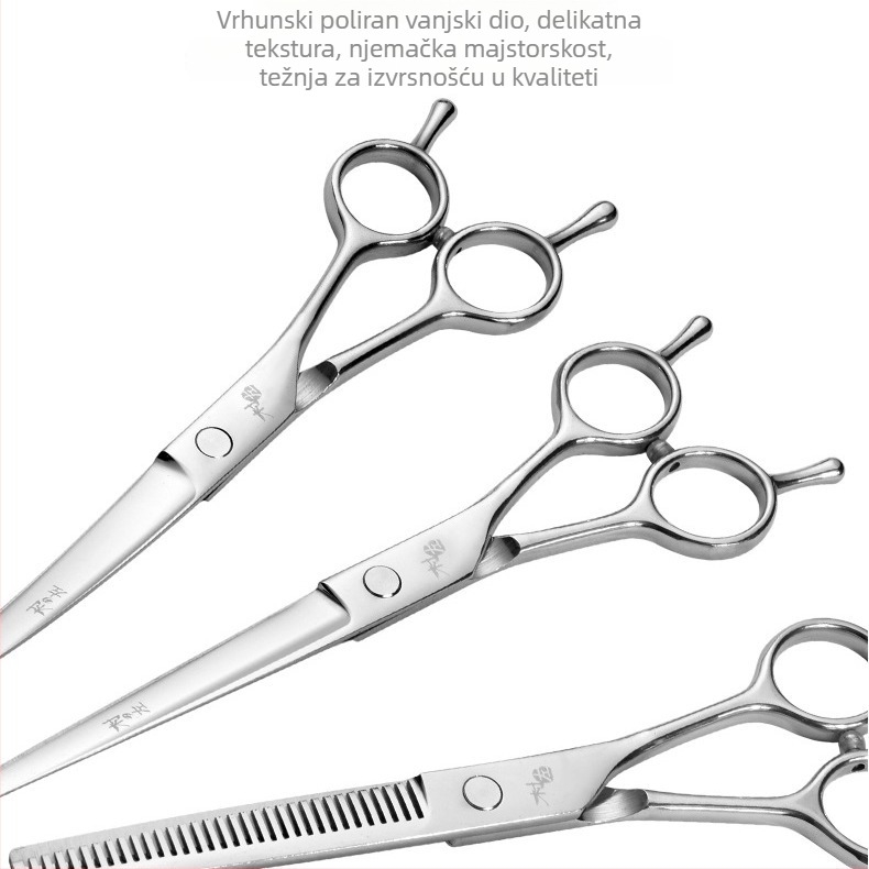 Zakrivljene škare za njegu pasa – set za šišanje i oblikovanje dlake