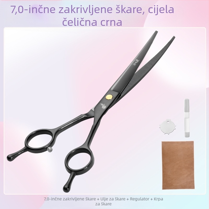 Zakrivljene škare za njegu pasa – set za šišanje i oblikovanje dlake