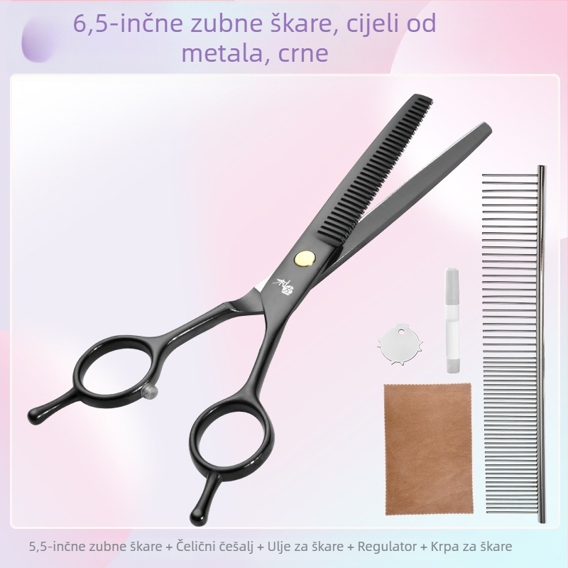 Zakrivljene škare za njegu pasa – set za šišanje i oblikovanje dlake