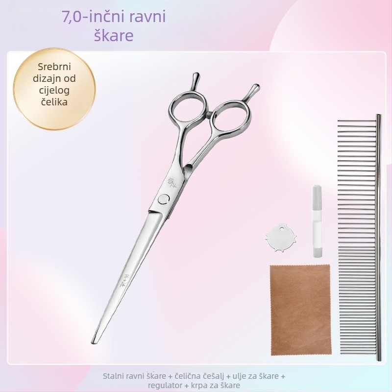 Zakrivljene škare za njegu pasa – set za šišanje i oblikovanje dlake