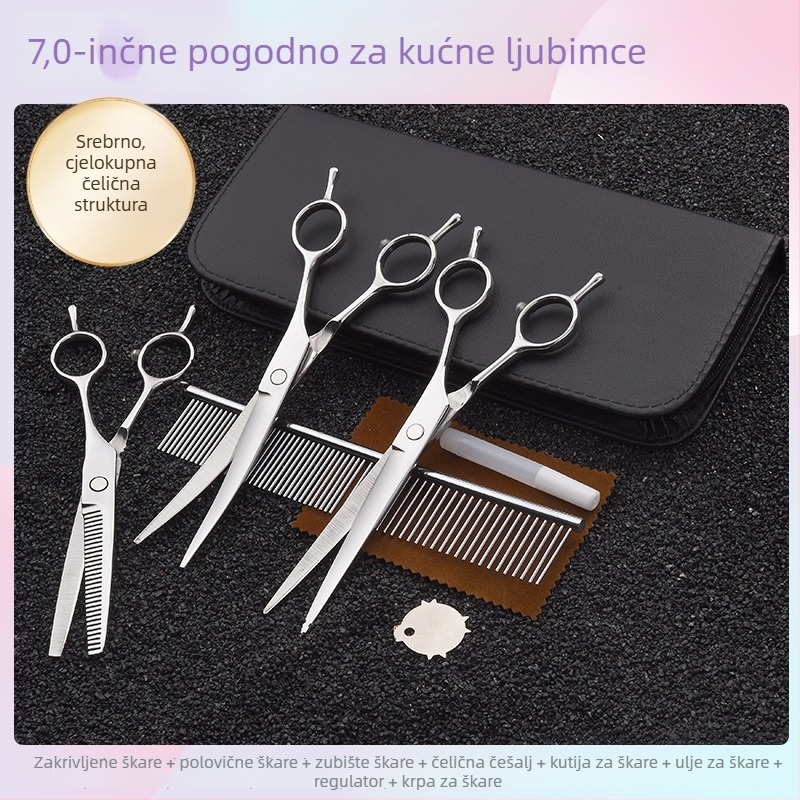 Zakrivljene škare za njegu pasa – set za šišanje i oblikovanje dlake