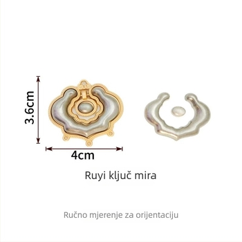 DIY auto privjesak od željezne legure s motivom Ruyi za privlačenje bogatstva, etno-retro stil, dvostruka udubljenja, resice