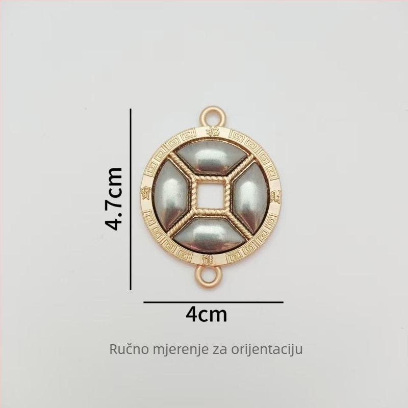 DIY auto privjesak od željezne legure s motivom Ruyi za privlačenje bogatstva, etno-retro stil, dvostruka udubljenja, resice