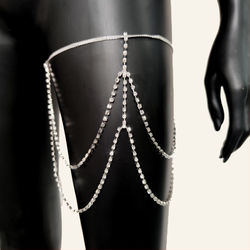 Lanac za tijelo i nogu – višeslojni elastični dizajn, ženstven stil (materijal: Rhinestone; kristal: White Crystal; obrada: Electroplating; prilagodljivo: Da)