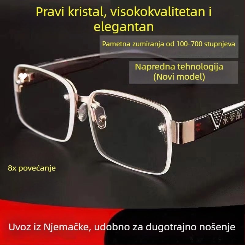Prezbiopijske naočale s višefunkcijskim lećama, bez okvira, kvadratni okvir, leće od smole, za starije osobe