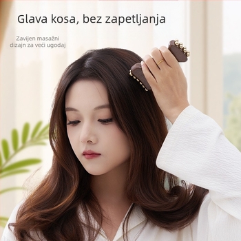 Gua sha alat za lice od masivnog drveta za podizanje lica, meridijanska četka, kostno oblik dizajn, okrugla masažna glava, ručni pogon