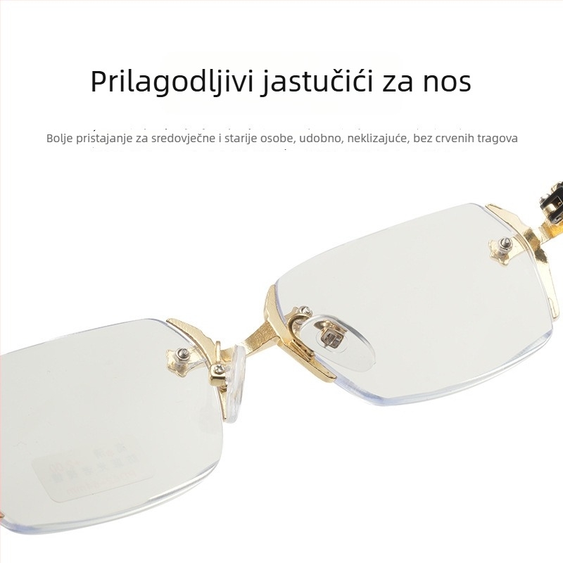 Bezokvirne četverokutne naočale za čitanje s zaštitom od plavog svjetla, leće od smole