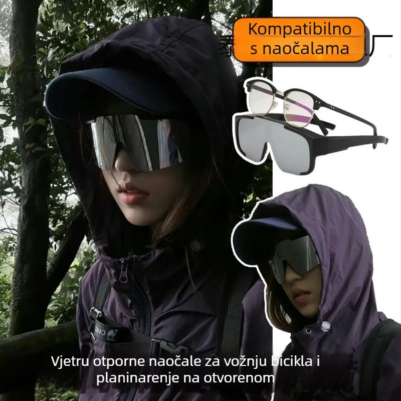 Ženske planinarske naočale – dioptrijska set za miopiju, otporne na vjetar i UV zaštitu, puni okvir od smole, pogodne za vožnju bicikla