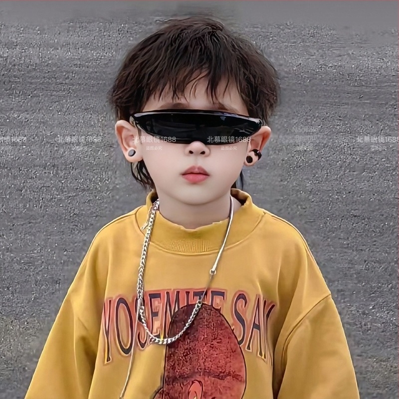 Futurističke dječje sunčane naočale, puni okvir PC, leće AC, UV-380, oblikovano zrcalno, Propusnost kategorije 2, za dječake