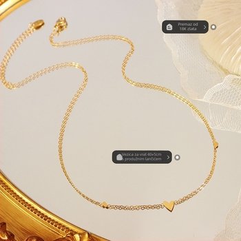 Ogrlica s privjeskom srca i geometrijskog dizajna, titan čelik, elektroplatirano, križni lanac, za žene