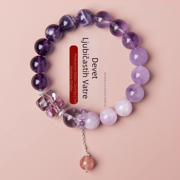 Narukvica od ametistnog kristala za žene, Geometrijski dizajn, Godina zmaja, Polirani završetak