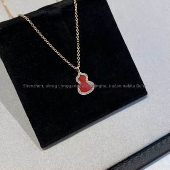 Ogrlica s privjeskom u obliku tikve, od V-zlatnog materijala | CNC proizvodnja, ručno postavljeni dijamanti | duljina 41–50 cm | O-lanac