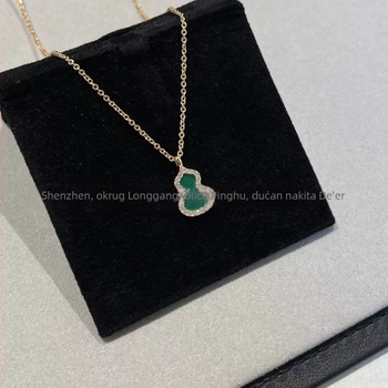 Ogrlica s privjeskom u obliku tikve, od V-zlatnog materijala | CNC proizvodnja, ručno postavljeni dijamanti | duljina 41–50 cm | O-lanac