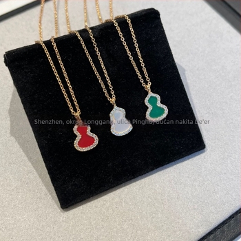 Ogrlica s privjeskom u obliku tikve, od V-zlatnog materijala | CNC proizvodnja, ručno postavljeni dijamanti | duljina 41–50 cm | O-lanac