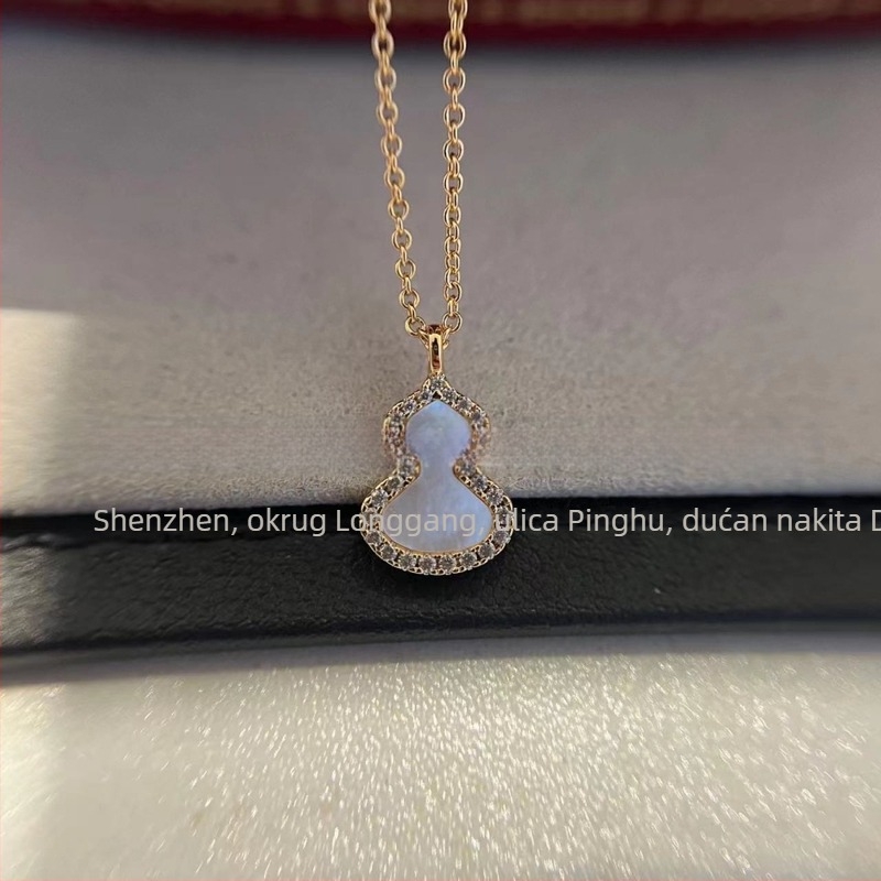 Ogrlica s privjeskom u obliku tikve, od V-zlatnog materijala | CNC proizvodnja, ručno postavljeni dijamanti | duljina 41–50 cm | O-lanac