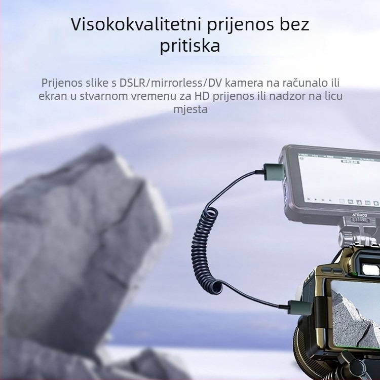 HDMI 2.1 iznimno tanak teleskopski opružni kabel sa bočnim kutom, duljina 1 m, podržava 8K60Hz