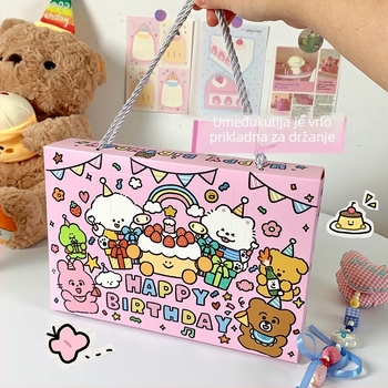 Papirna poklon torbica, ručno izrađena, korejskog stila, tiskani dizajn; pogodna za rođendan i Valentinovo