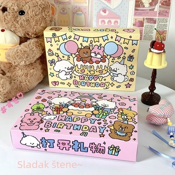 Papirna poklon torbica, ručno izrađena, korejskog stila, tiskani dizajn; pogodna za rođendan i Valentinovo