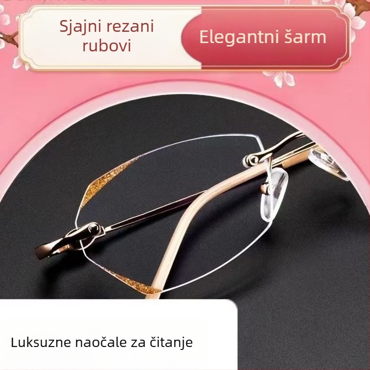 Naočale za presbiopiju za žene, bez okvira, s zaštitom od plavog svjetla i radijacije, inspirirane influencerima, elegantan minimalistički dizajn