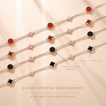 Narukvica S925 s četverolisnim djetelinom, srebro, elektroplatiranje, korejski stil, broj proizvodnje AB1002056-B