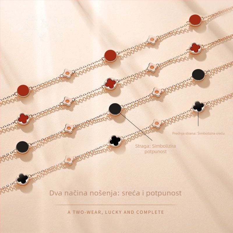 Narukvica S925 s četverolisnim djetelinom, srebro, elektroplatiranje, korejski stil, broj proizvodnje AB1002056-B