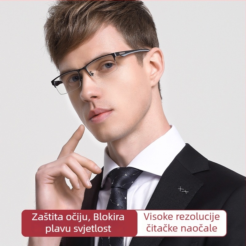 Voxan naočale za čitanje, zaštita od plavog svjetla, leće od smole s asferičnim lećama, polurama okvir od legure, model 66071-1/66085-1