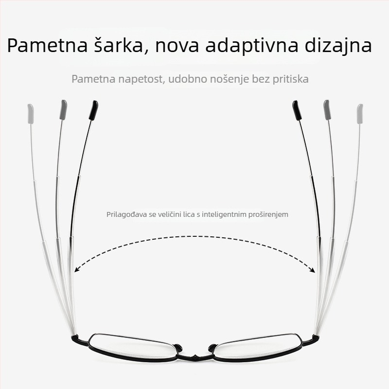 Očala za čitanje s PC lećama, protiv plavog svjetla i radiacije, metalni i PC okvir, kvadratni okvir, model LH002