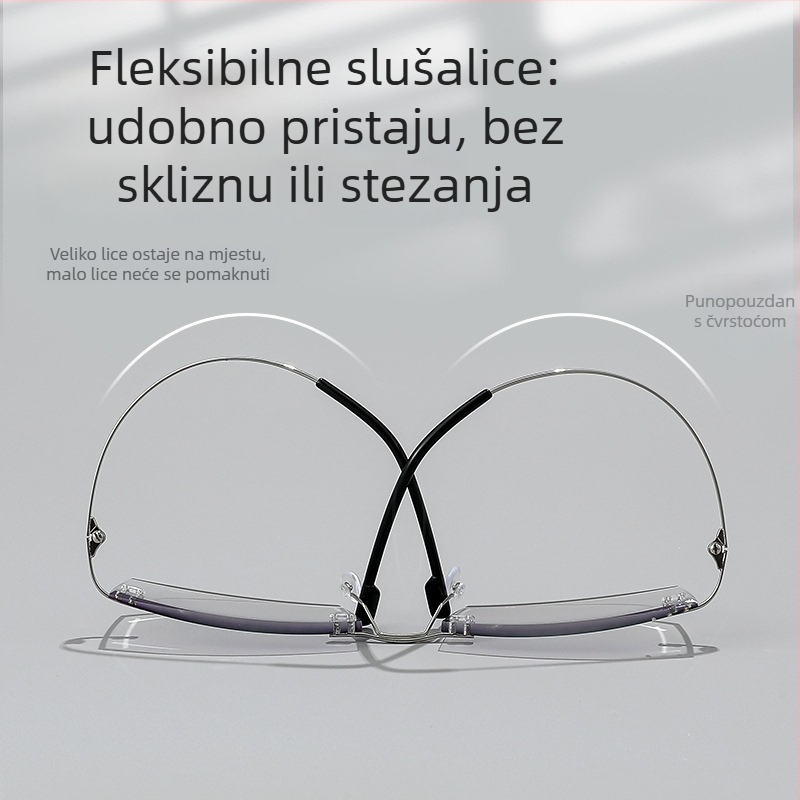 Bezramne čitačke naočale s zaštitom od plave svjetlosti, anti-radiacijom i asferičnim lećama