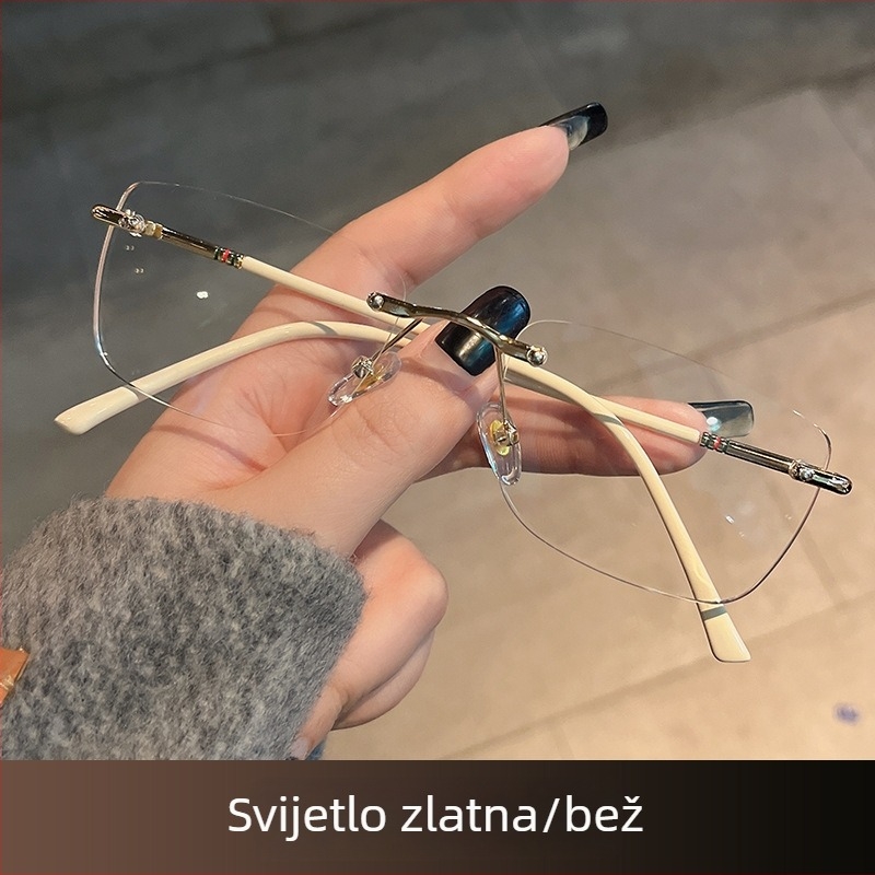 Naočale za čitanje bez okvira, ultralakane, PC leće, protiv plavog svjetla, kvadratni oblik
