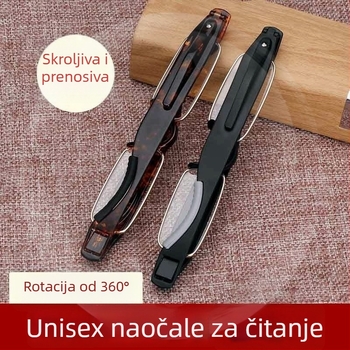 Sklopive čitavice bez okvira s rotirajućim ultra laganim lećama – akrilne leće, kvadratni oblik, pogodne za kružno lice, okvir od aluminijsko-magnezijske legure i TR90, izlazi jesen 2022