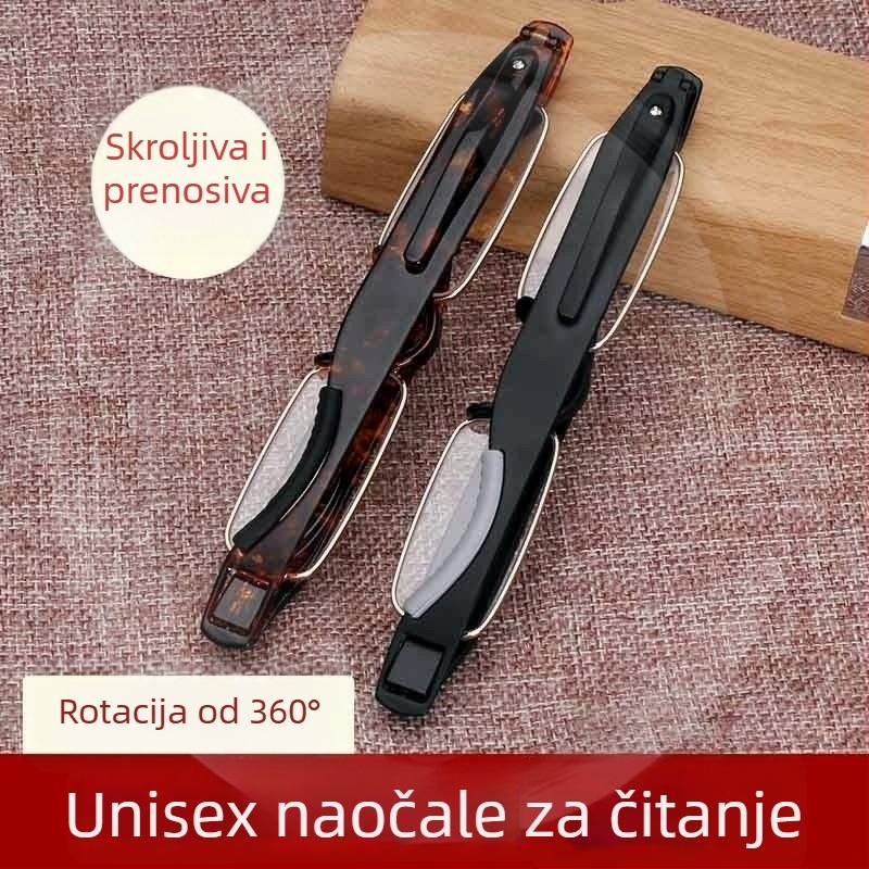 Sklopive čitavice bez okvira s rotirajućim ultra laganim lećama – akrilne leće, kvadratni oblik, pogodne za kružno lice, okvir od aluminijsko-magnezijske legure i TR90, izlazi jesen 2022