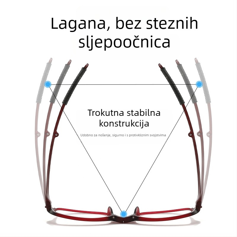 Sklopive naočale za čitanje (PC leće; TR90 okvir; protiv plavog svjetla; UV zaštita; protiv zračenja)