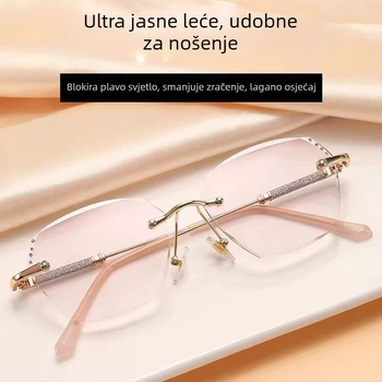Naočale za čitanje bez okvira, metalni okvir, AC leće, zaštita od plavog svjetla, UV zaštita