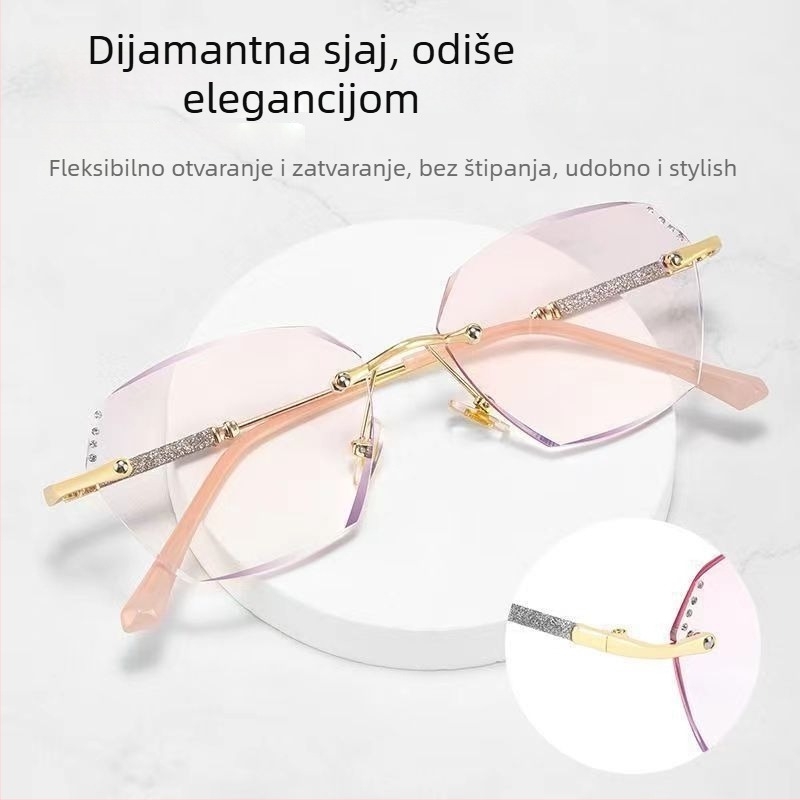 Naočale za čitanje bez okvira, metalni okvir, AC leće, zaštita od plavog svjetla, UV zaštita