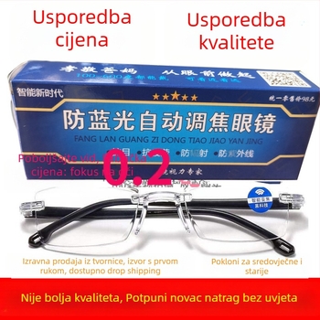 Bezokvirne naočale za čitanje s automatskim fokusom i pametnim zumom, UV otpornost, anti-fog, višefokusne leće, za blizu i daleko