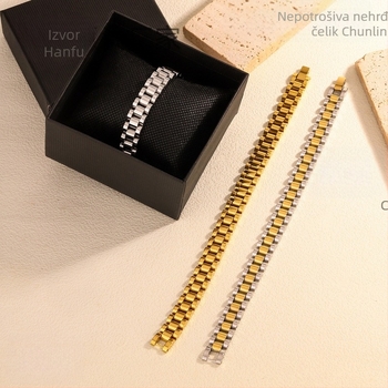 Nerđajući čelični narukvica, elektroplatiranje, valoviti dizajn, stil za parove, ljeto 2024