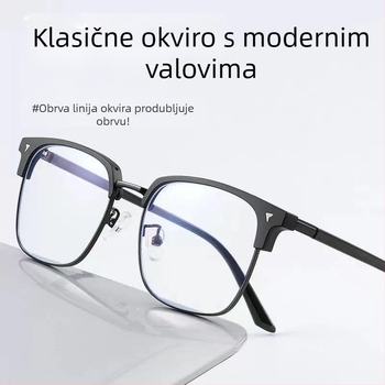 Lagane naočale za čitanje, unisex, s zaštitom od plavog svjetla, anti-radijacije i UV, za blizinu i daljinu, metalna poluokvirna konstrukcija
