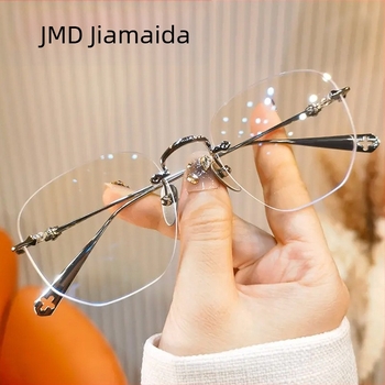 Bezokvirne naočale za čitanje, anti-plavo svjetlo, PC leće, metalni kvadratni okvir, za velike oblike lica